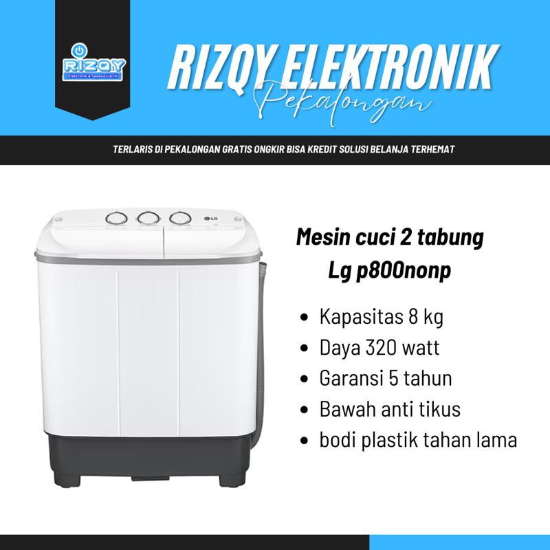 Mesin cuci 2 tabung 8 kg Lg p800nonp