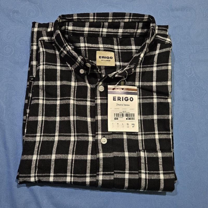 Baju Kemeja original FlanelErigo Super lembut dan tebal dengan warna dan corak kekinian 1pc.Baju Kem
