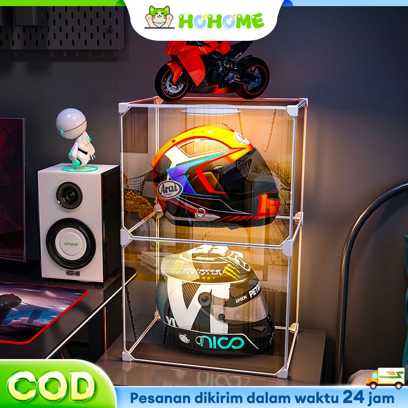 Jaminan Kualitas HOHome RAK HELM /LEMARI HELM  PAJANGAN rak/Tempat Helm Rak/Transparant  display Lem