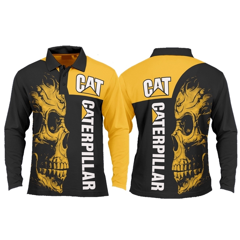 kaos polo caterpillar / kaos pria alat berat excavator caterpillar bahan premium