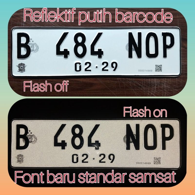 PLAT/MOBIL/REFLEKTIF/PUTIH/BARCODE
