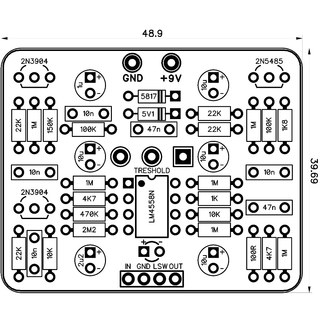 Jlelectro T-Audio Pcbfx-165 Based On Mxr Noise Gate Guitar Effect Pedal Diy Pcb 1590B