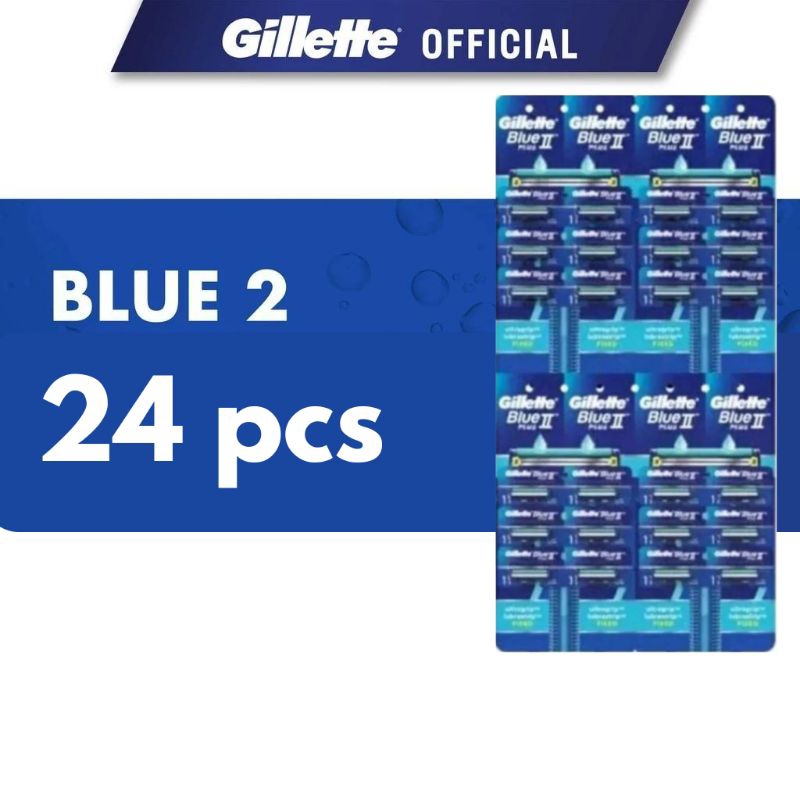 ORIGINAL GILLETTE BLUE 2 (24pcs), Alat cukur kumis dan jenggot