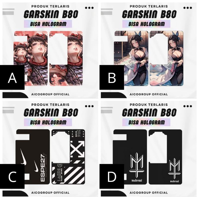 

GARSKIN SETIKER HOLOGRAM DAN BIASA B.&O ANTI AIR DAN BISA CUSTOM