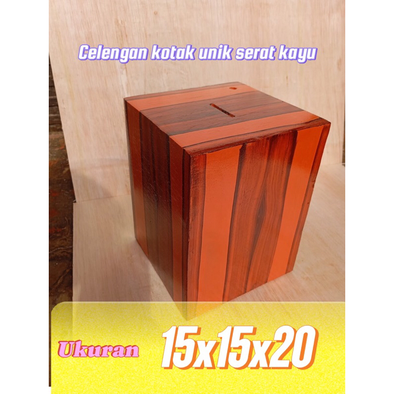 celengan permanen motif serat kayu jati