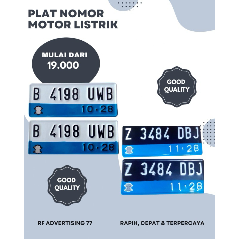 PLAT NOMOR MOTOR LISTRIK