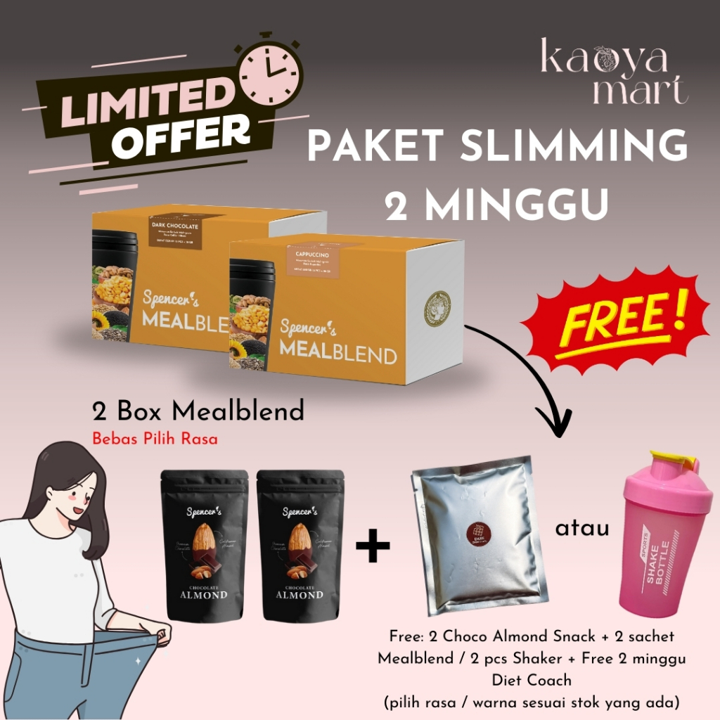 

Paket Slimming 2 Minggu - 2 Box Spencer's Mealblend Multigrain - Meal Replacement Solusi Langsing