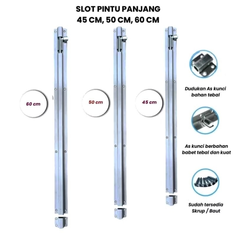 Grendel Slot Pintu 45 CM, 50 CM, 60 CM
