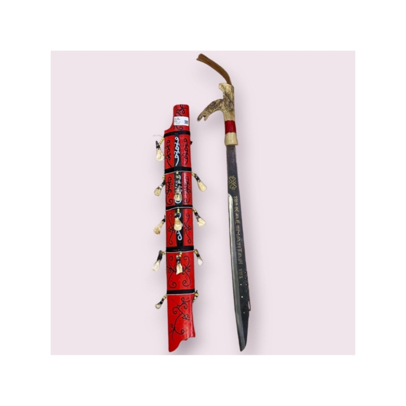 MANDAU HULU TANDUK FIBER 80cm - AKSESORIES PAJANGAN MANDAU DAYAK