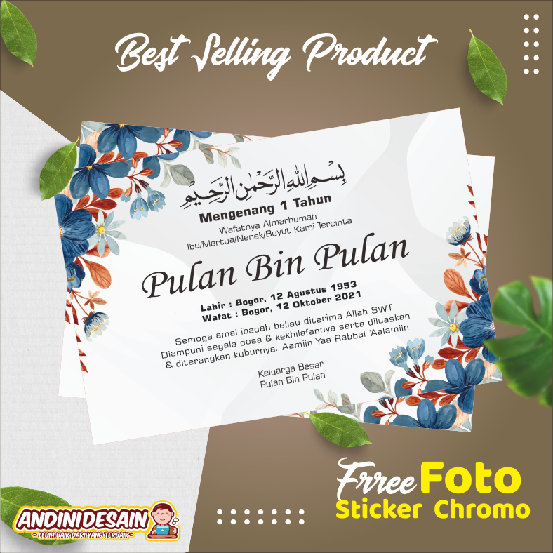 

STIKER TAHLILAN KEMATIAN/STIKER TAHLIL/STIKER 40 HARI/STIKER SATU TAHUNAN KEMATIAN ISI 100 PCS