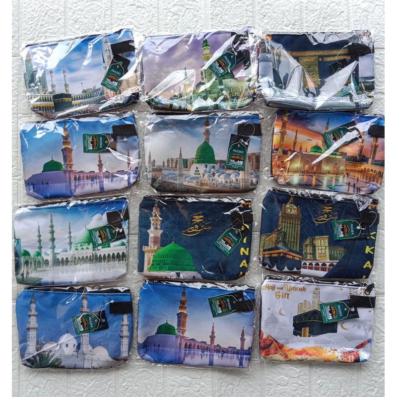 2 pcs Dompet oleh oleh haji umroh printing gambar mekah madinah