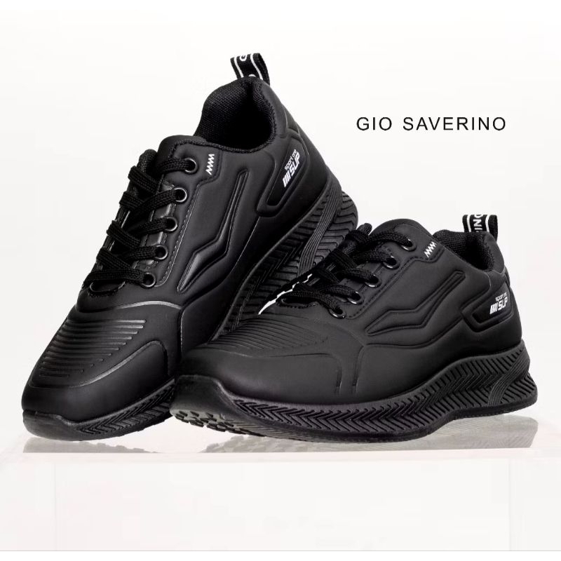 Gio Saverino Sepatu Sekolah Hitam Pakai Tali Joker