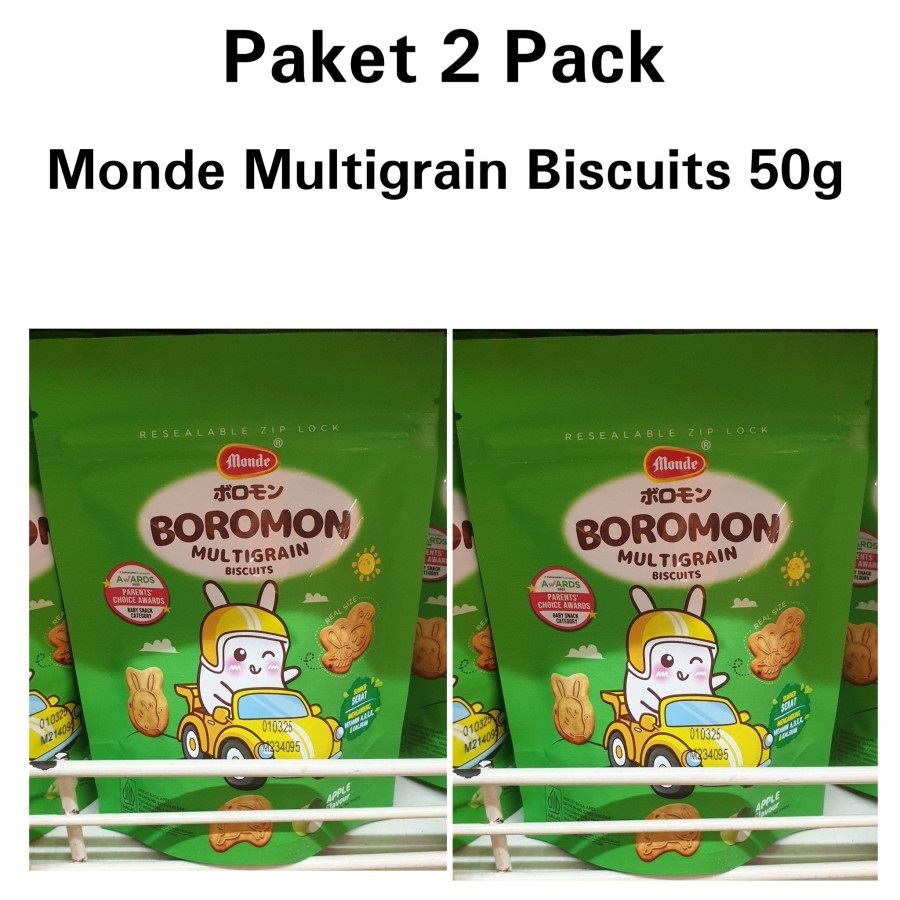 

PAKET 2 PACK Monde Biskuit Snack Anak Boromon Multigrain Apel 50 gram