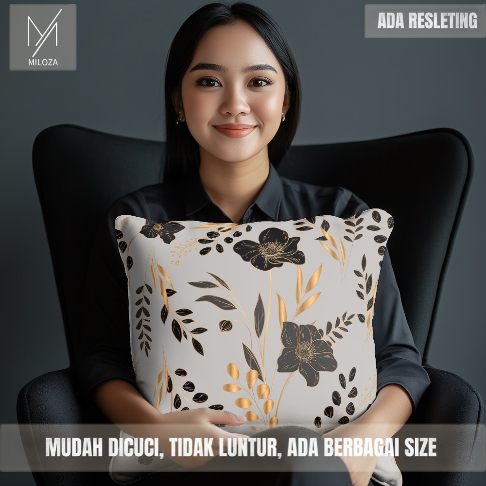 Sarung Bantal Sofa Motif Mewah Daun LV 3 - Tebal Kualitas Premium Full Printing Anti Luntur