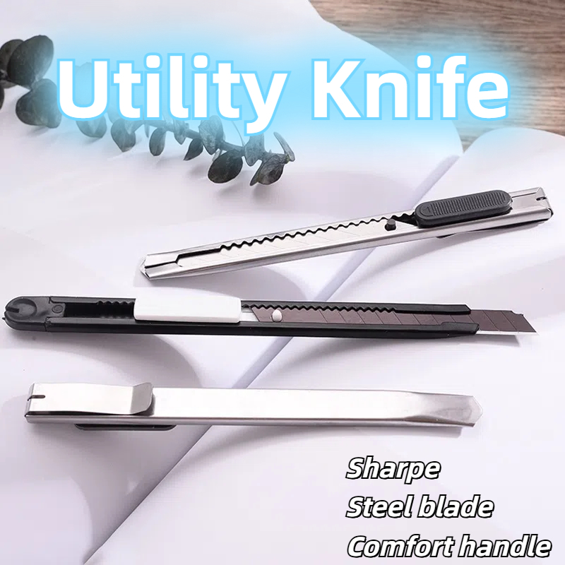 

Pisau Cutter Besi Mini 12.5 cm Stainless Pisau Potong Metal Portabel untuk Kantor