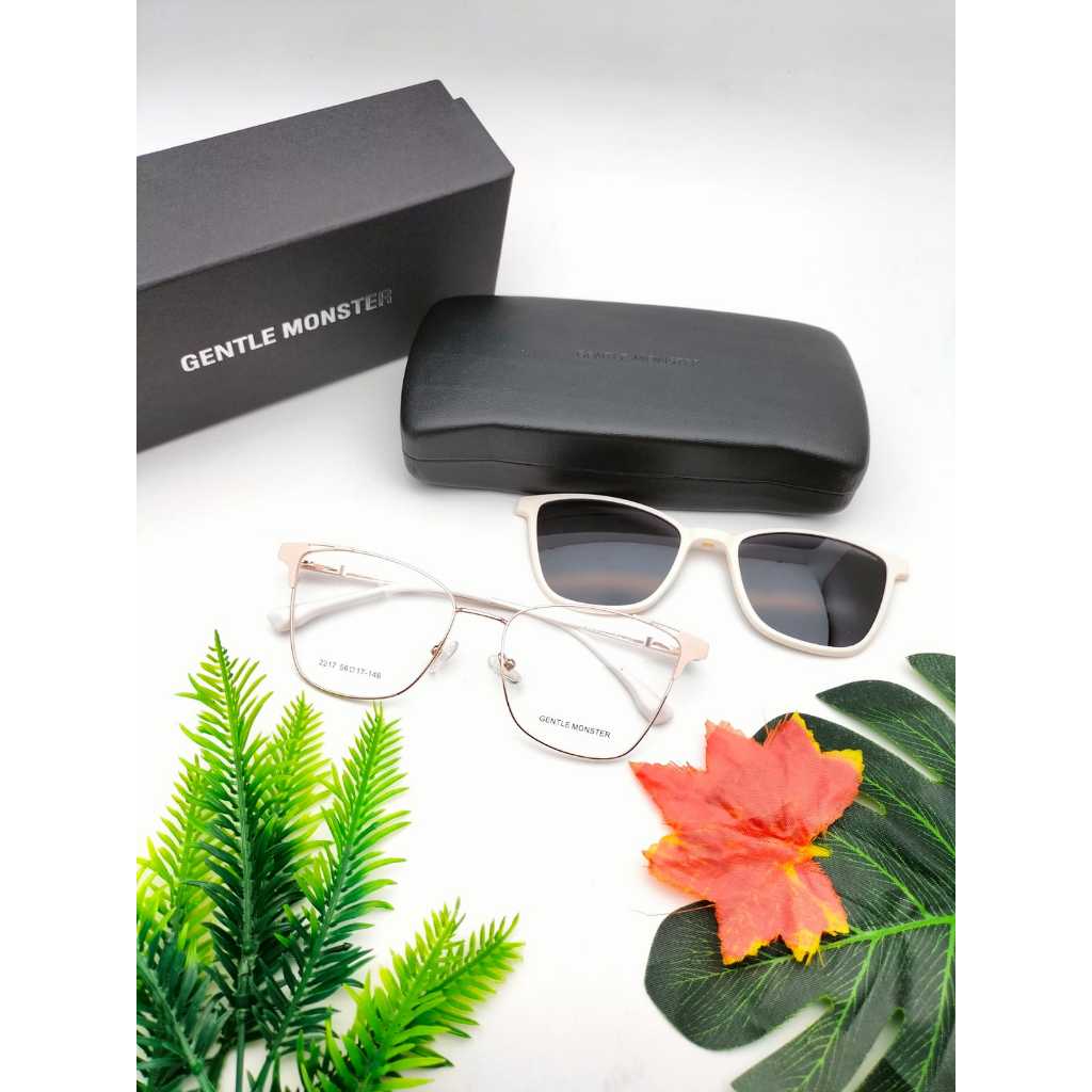 Ready Kacamata Sunglasses Clip On GM 2217 Lensa Polarized Frame White Best Super Premium