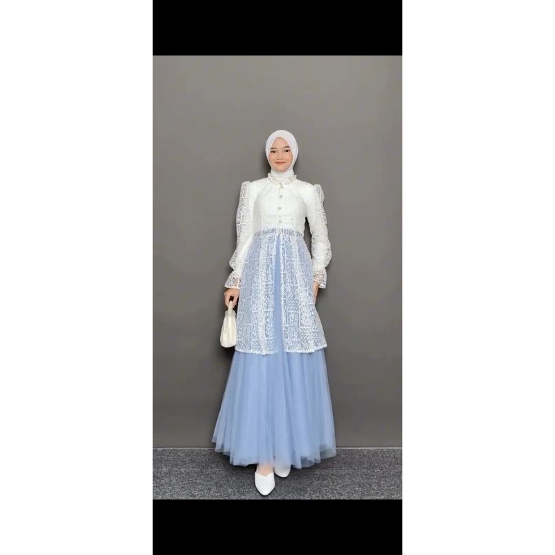 Anaya Outer Dress by Prameswari-Brokat Outer-Rompi Brokat-Outer Kondangan Kekinian-Outer Tulle-Outer