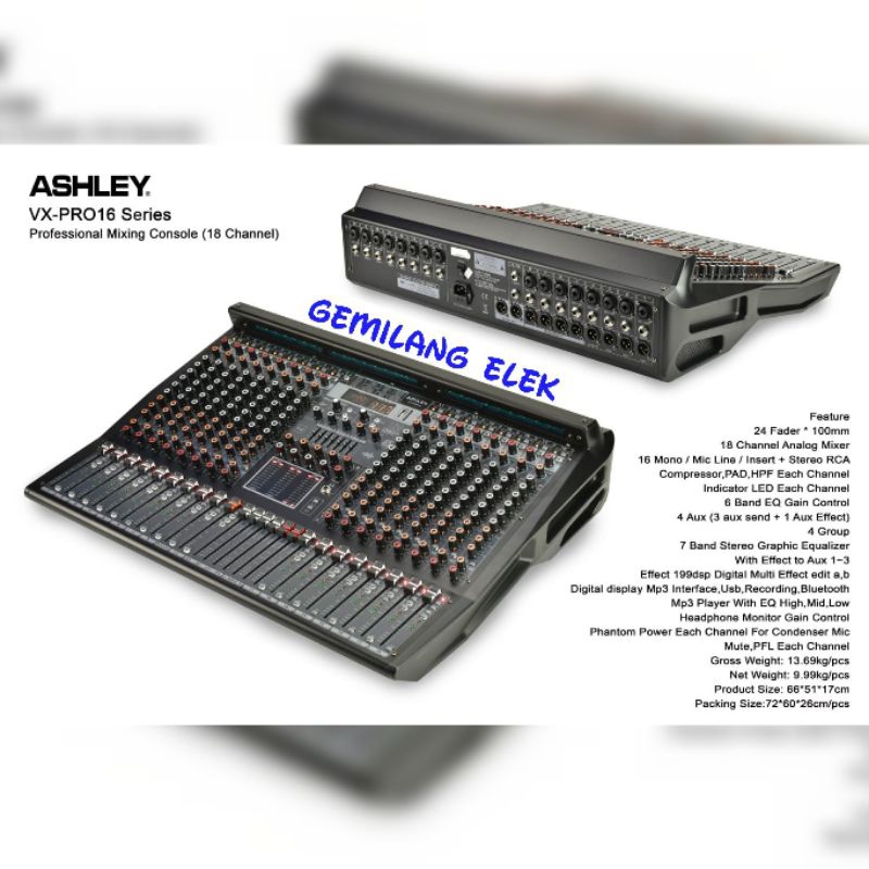 Mixer ASHLEY VX PRO16/ VX PRO 16 Original 18 Channel