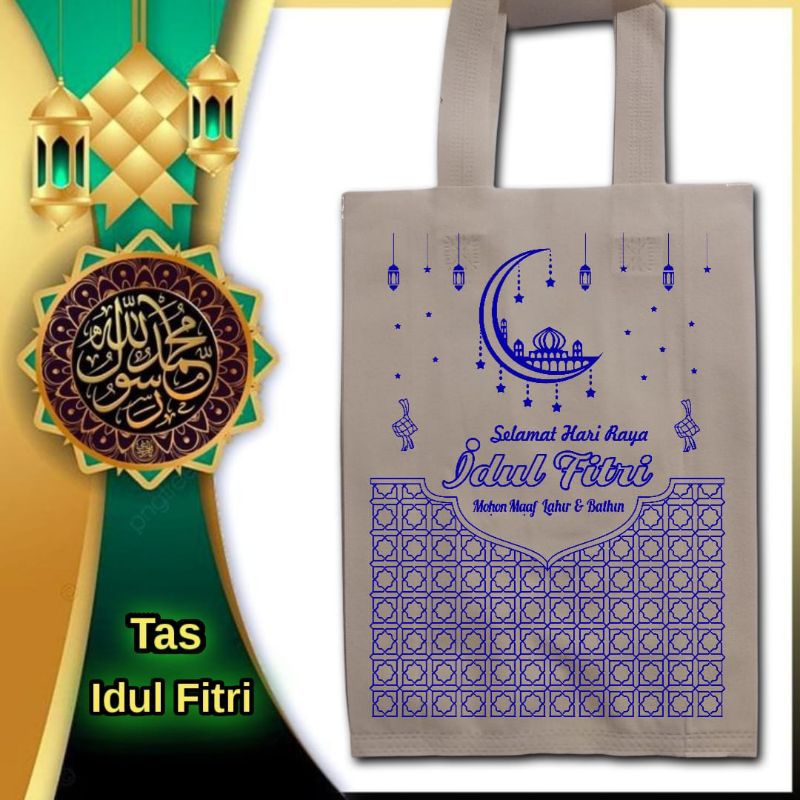 

(12 PCS) Edisi Lebaran Motif Tas Lebaran 30x40 Tas HLS Tas Sablon 1 Sisinya Tas Spunbond