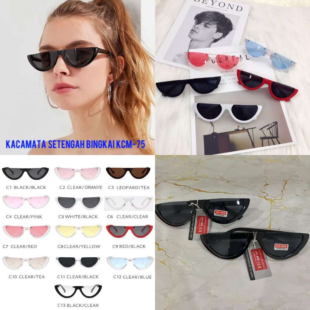 KACAMATA SETENGAH BINGKAI KCM-75/Kacamata Fashion Setengah Bingkai / Kacamata Mata Kucing Fashion Wa