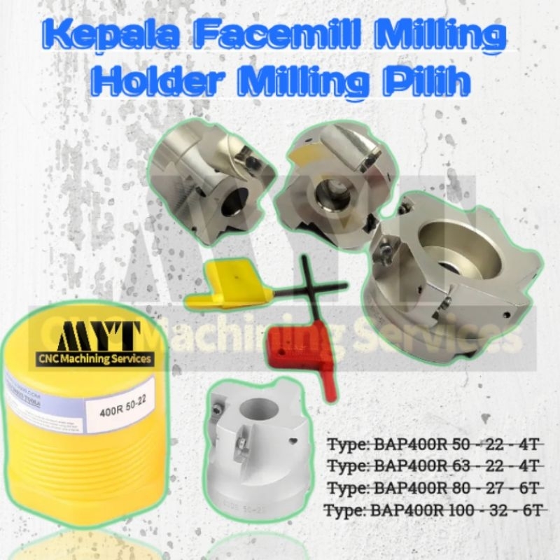 kepala facemill milling holder milling 50mm bap400R ukuran 100 / 80 / 63 / 50 mm