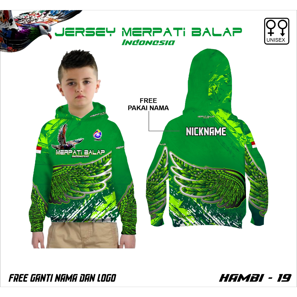 Jersey hoodie anak kaos merpati balap baju merpati balap sayap free custom nama