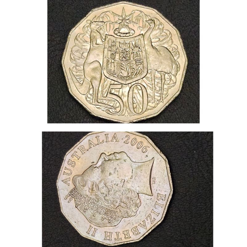 [Koleksi] Negara Australia 50 cent kanguru 2006 Ukuran Besar Kondisi Koin Semi Luster Dijamin Origin
