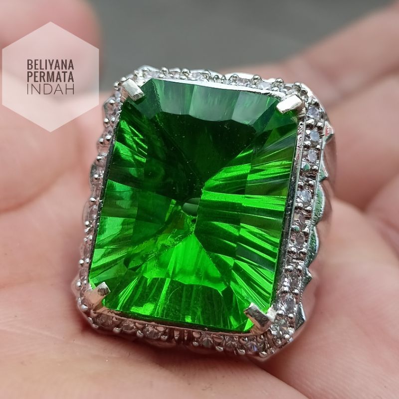 cincin batu zamrud green moldavite jumbo asli top quality