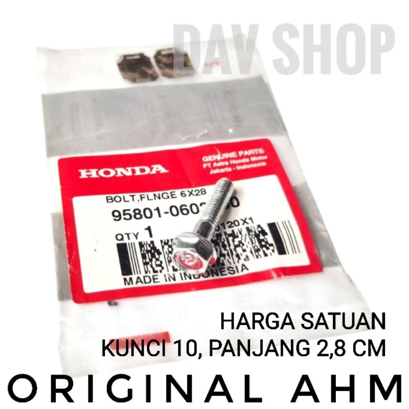 BOLT/BAUT FLANGE M6X28 GENIO PCX SCOOPY KIRANA KARISMA LEGENDA REVO SUPRA X SUPRA FIT SUPRA X 125 SU