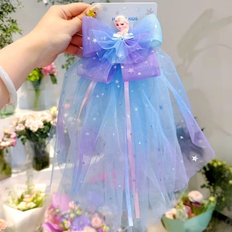 {BG} Jepitan Rambut Korea Pita Panjang Motif Frozen / Aksesoris Rambut Korea Model Pita Panjang / Je