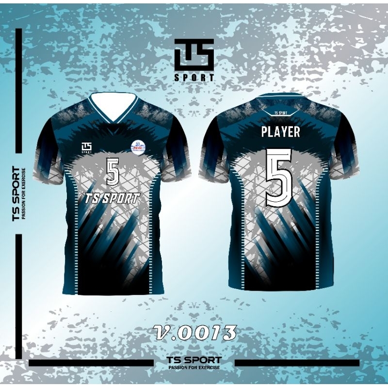 Kaos Jersey Voli Full Printing Gratis Tambah Nama Nomor Logo Sponsor