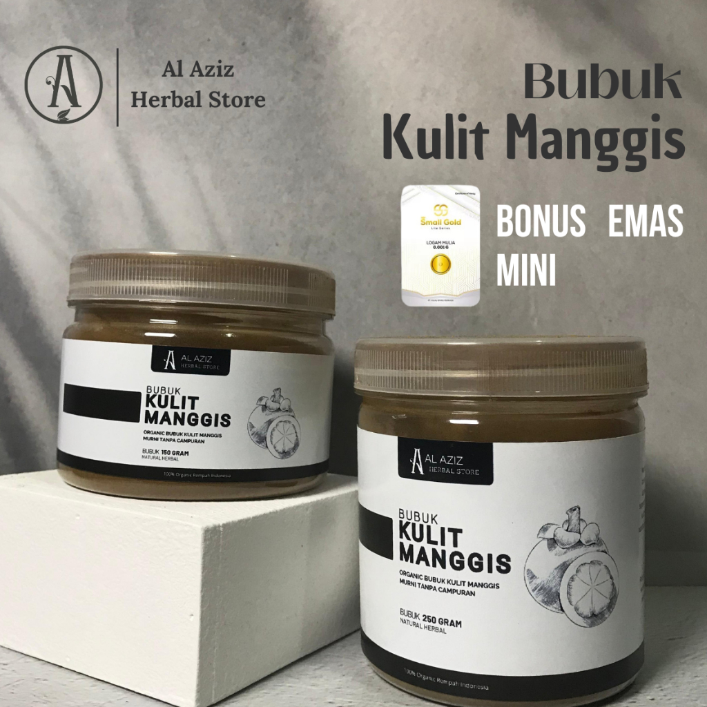 

AL AZIZ Bubuk Kulit Manggis ( Kanker, Tumor, Kelenjar, Kolestrol, Gula darah) BONUS EMAS MINI Kualitas Premium Organic 100%