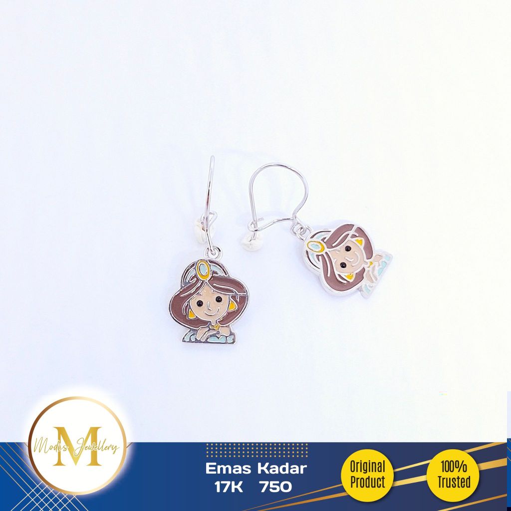 MODIS JEWELLERY - Anting Disney Jasmine Putih - Emas 17k  750