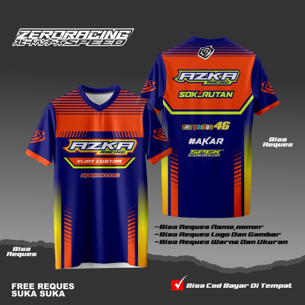 Kaos Baju Jersey Racing Custom Balap Road Race  GANTI NAMA NOMER Jersey Racing Team Full Printing