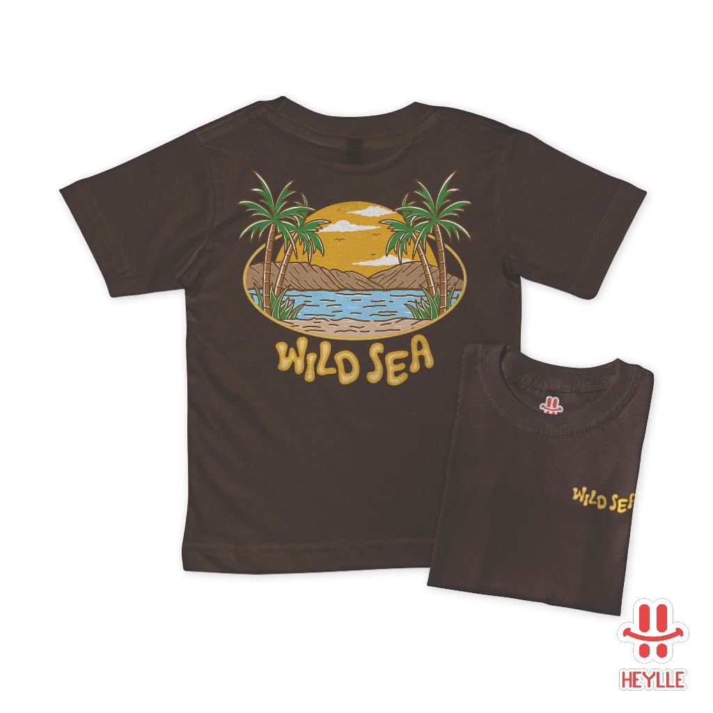 Kaos Anak Dan Setelan Graphic Tshirt Wild Sea Coklat