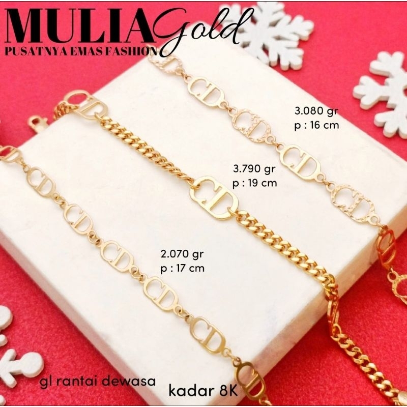 Gelang Rantai Emas CD kadar 8K
