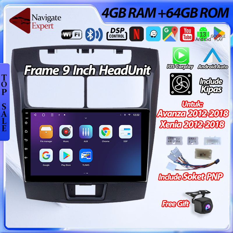 Avanza/Xenia2012-2018 8G+128G Head Unit Android 13 Mobil 9inch IPS Screen Termasuk Frame / Soket PNP