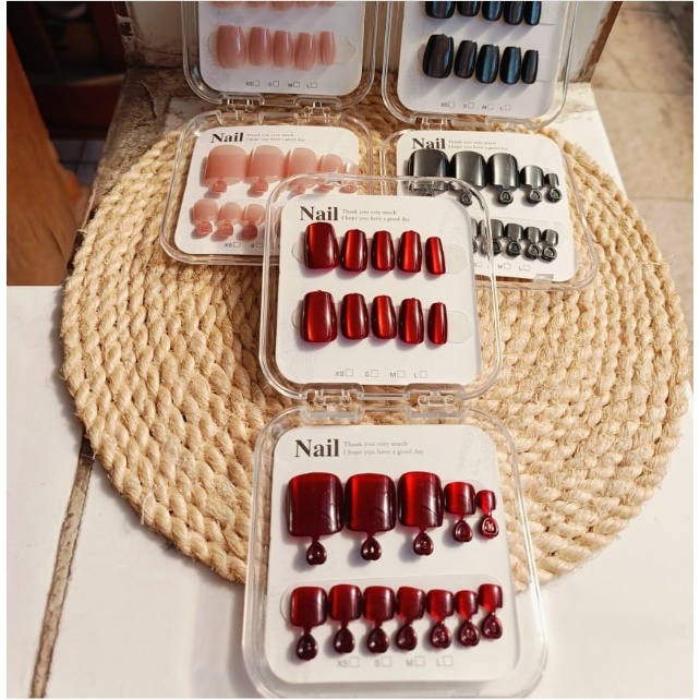 kuku palsu shimmer cat eye set lengkap tangan dan kaki + lem