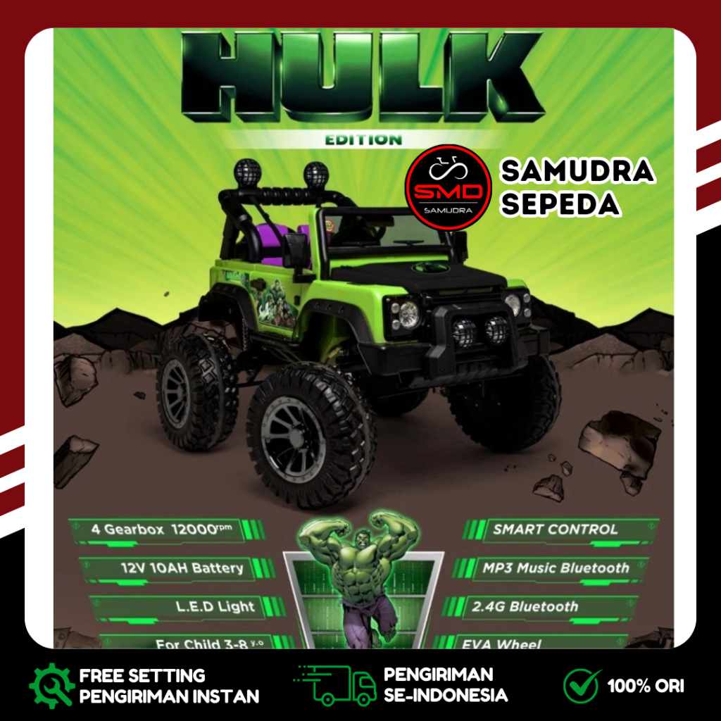 Mobil Aki Mainan Anak Remote SHP Volta 5023 Rocky Monster HULK Ban Karet Murah BDG