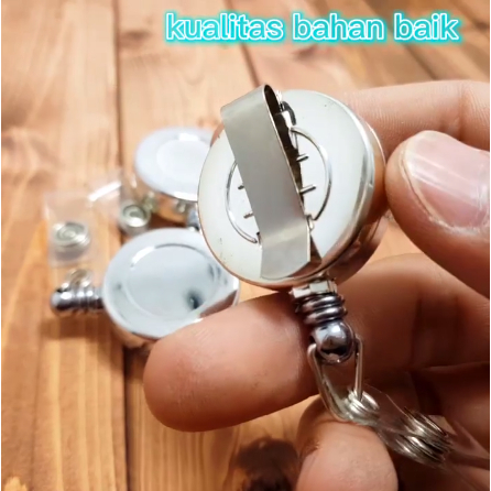 

Yoyo Gantungan cantelan IDcard name tag warna Silver chrome metalik crom
