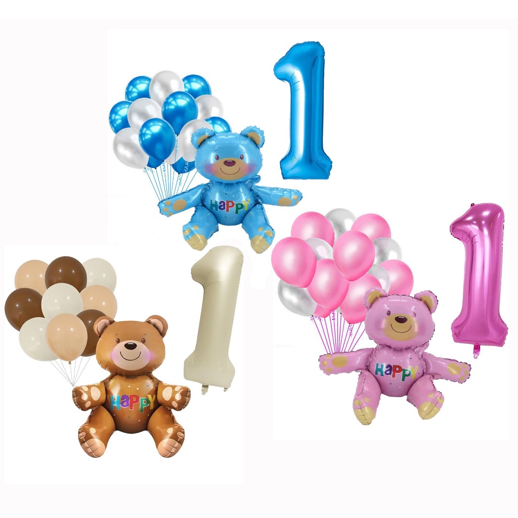 Paket Balon Karakter Jumbo Beruang Angka Dekorasi Ulang Tahun Anak