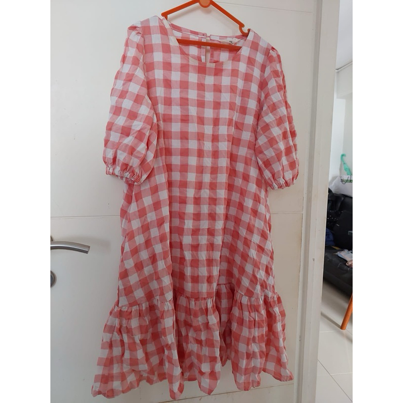 Dress Pink Kotak Kotak Preloved