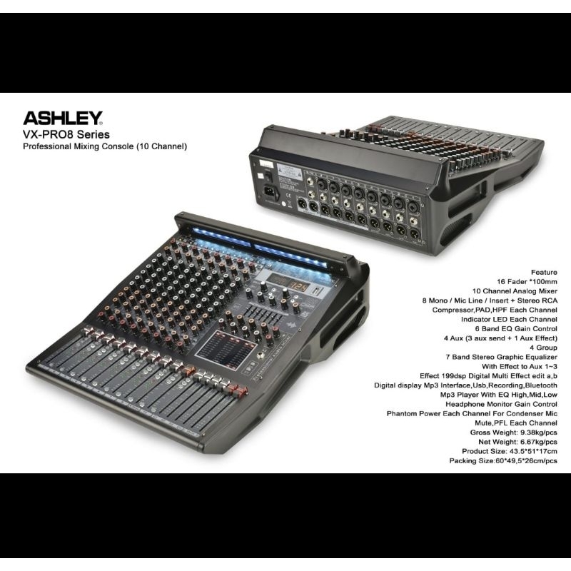 ASHLEY VX PRO8 8 CHANNEL MIXER ASHLEY VX PRO 8 GARANSI ORIGINAL
