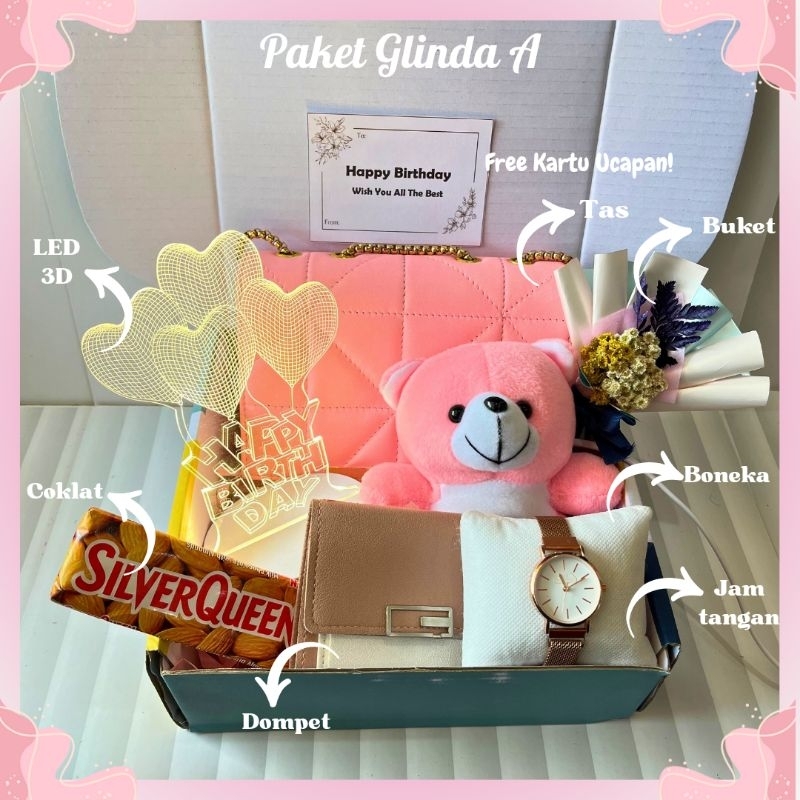 KADO CEWEK ULANG TAHUN ANNIVERSARY VALENTINE HAMPERS WISUDA KADO TAS WANITA KADO VALENTINE GIFT BOX
