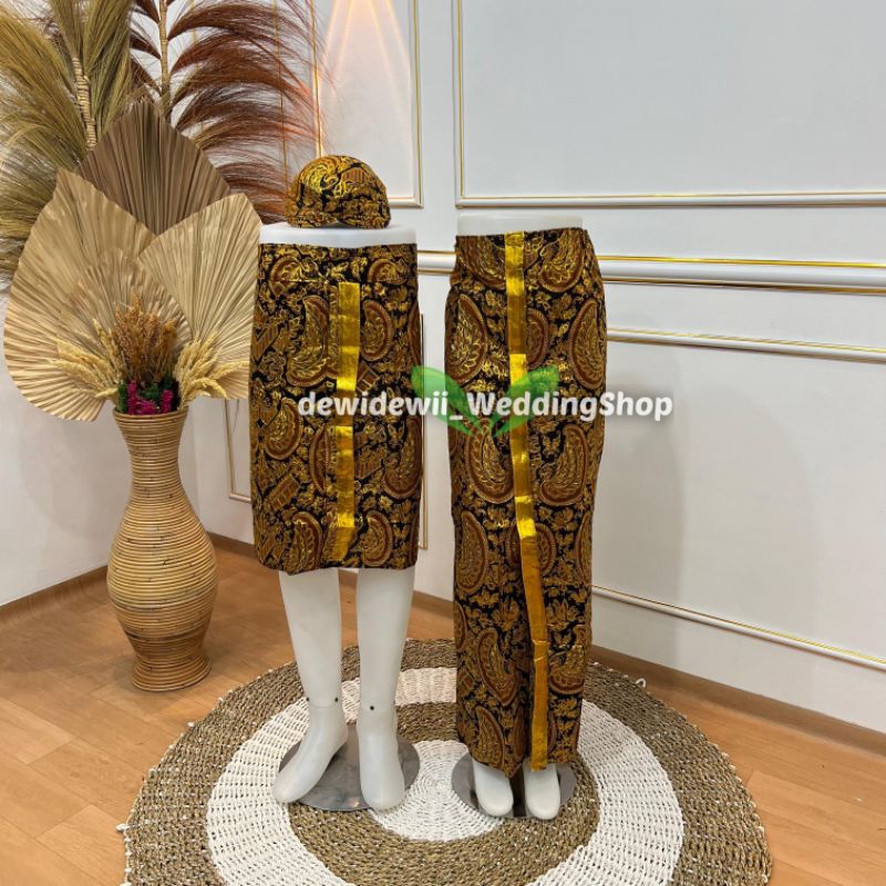 (2Jarik + 1Blangkon) Jarik Pengantin Prodo - Instan | Cewek Panjang + Cowok Pendek /  Sembong + Blan