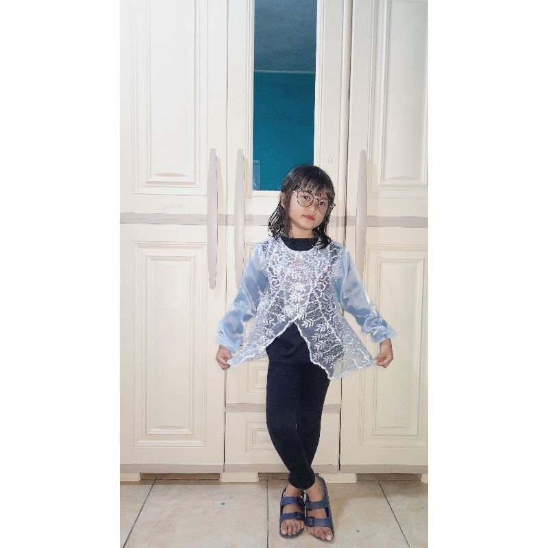 RB outer Tunik silang Brokat Mix Organza Anak//Baju Anak//Atasan Anak, Outer Bridesmaid Anak Usia