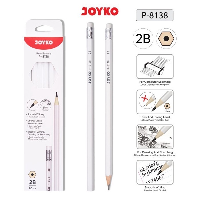 

Potongan 1 Barang 12pc Pencil Pensil Joyko P8138 2B