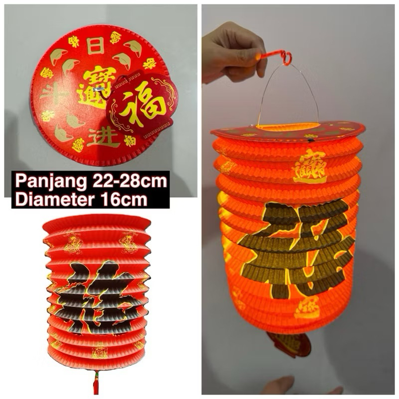 Lampion lentera imlek motif Fu ornamen hiasan imlek 2026/CNY gantungan lampion kertas imlek 2026