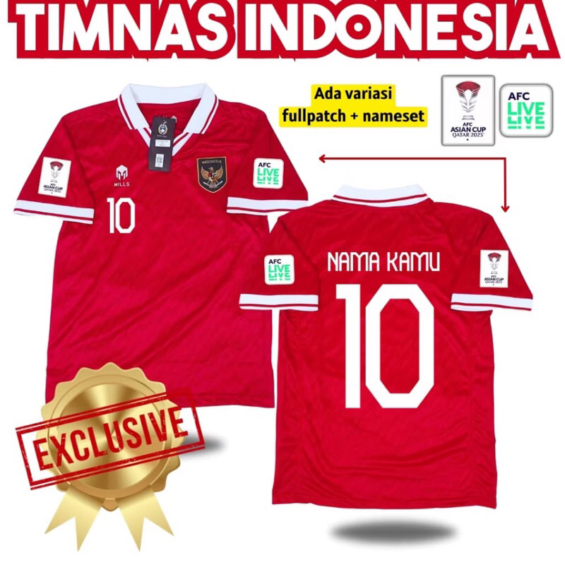 Jersey Timnas Indonesia Home Mills Baju Sepak Bola Merah