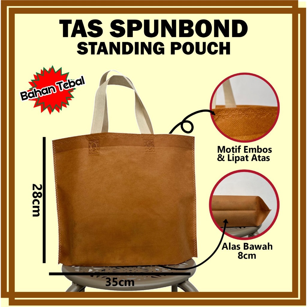 

Tas Spunbond Stand Pouch 35cm x 28cm x 8cm / Tas Spunbond Standing 35x28x8 / Tas Souvenir / Tas Belanja / Tas Pernikahan / Tas Khitanan / Tas Aqiqah / Tas Promosi / Tas Seminar / Tas Hajatan / Tas Sembako / Tas Oleh Oleh Haji / Tas Oleh Oleh Umroh